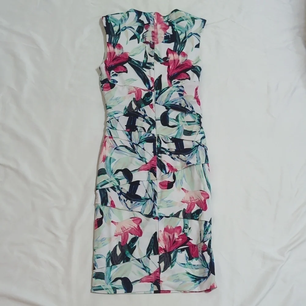 White House Black Market Sleeveless Mini Dress, Color White/Floral Size 0 - Picture 10 of 13